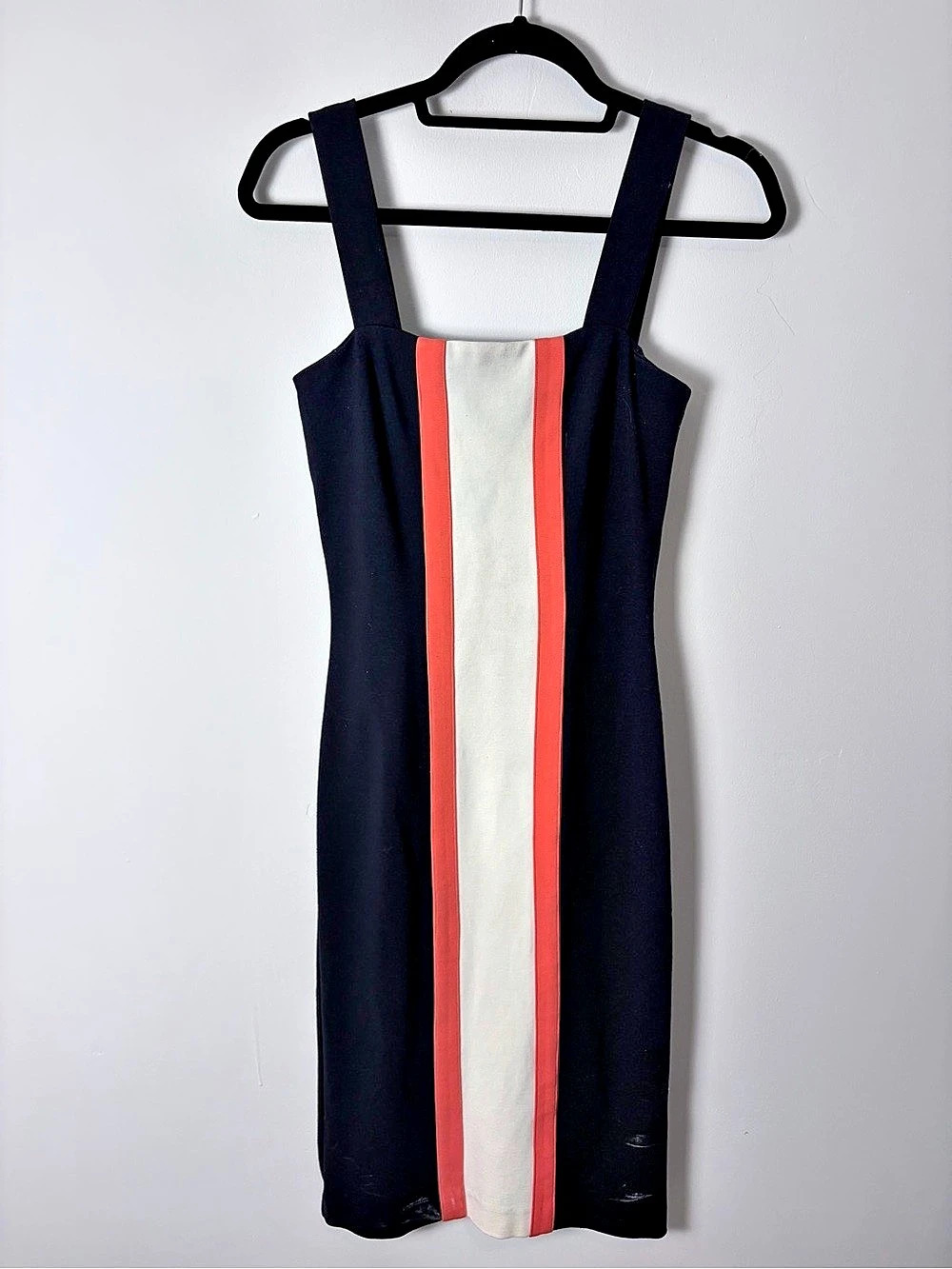 Diane von Furstenberg Navy Coral Ivory Colorblock Sheath Dress Size 0
